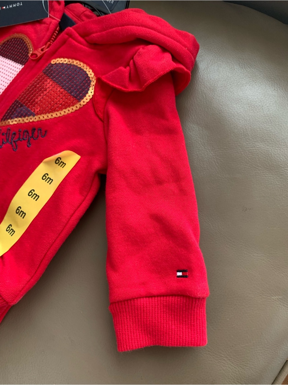Tommy Hilfiger Red Sequin Heart Baby Hoodie & Pants Set - Picture 5 of 17